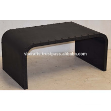 Industrial Metal Side Rivets Coffee Table Black Matt Finish